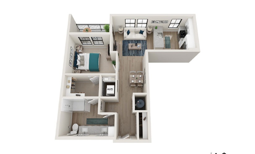 A6 - 1 bedroom floorplan layout with 1 bath and 815 square feet.